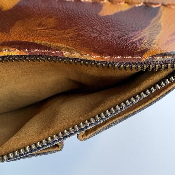 Patricia Nash Norwich Leather Crossbody Bag-Marigold Harvest Boho Floral Suede - Picture 12 of 13